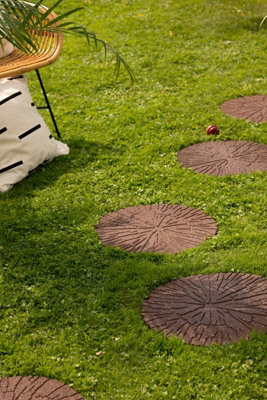 Earth brown Single size Cracked log Stepping stone - Pack of 2 - 6