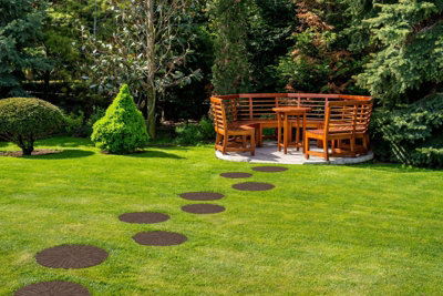 Earth brown Single size Cracked log Stepping stone - Pack of 4
