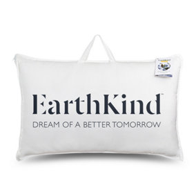 EarthKind Eco Friendly Feather & Down Pillow 1 Pack Medium Support Back Sleeper for Back Pain Relief Soft Cotton Cover 48x74cm