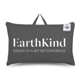 EarthKind Eco friendly Synthetic Pillow 1 Pack Medium Support Back Sleeper Recycled Polyester Soft Cover 48x74cm