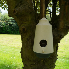 Earthy Sustainable 2-Tone Cream/Grey Hanging Bird Feeder - Bamboo
