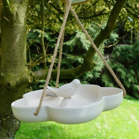 Earthy Sustainable Bamboo Bird Bath/Feeder - Grey