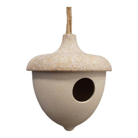 Earthy Sustainable Natural Oatmeal Hanging Bird House - Chaff and Bamboo