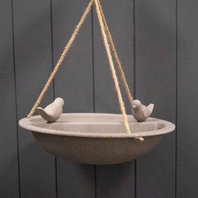 Earthy Sustainable Straw Hanging Birdbath/Feeder
