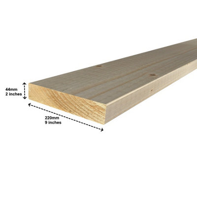 Eased Edge C16 Grade Timber Joists Kiln Dried 44x220mm Untreated Length of 100cm