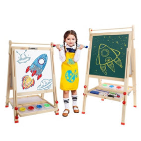 Easel for Kids, Wooden Chalkboard & Magnetic Whiteboard