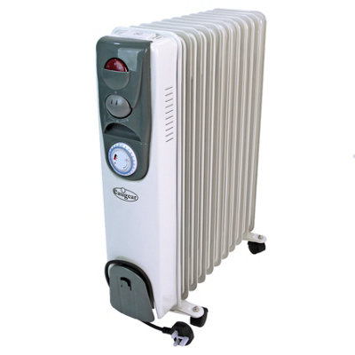 Oil Radiator 2500W Oil Radiator Heater 11 Rib Thermostat Electric Heater  Grey