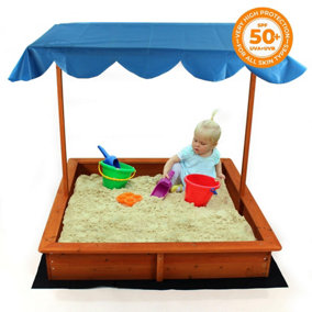 Easigear Wooden Sand Pit Ball Box Kids Child Garden Outdoor Play Sandbox with Roof Sunshade