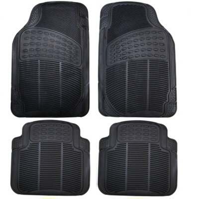Easimat Black Rubber Heavy Duty Universal Fit Floor Car Mats 4 Pcs