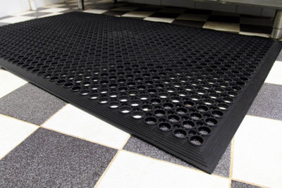 Large Heavy Duty Industrial Rubber Bar Safety Floor Mat Anti-Fatigue 5’ x 3’