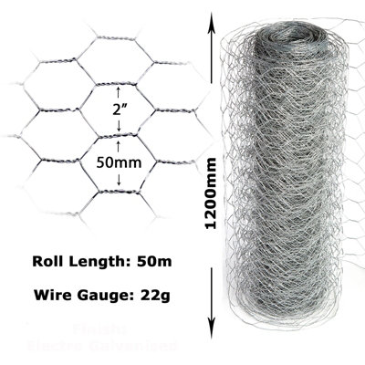Easipet Galvanised Chicken Wire/Mesh Fencing for Rabbit Fence Pet Garden 50mm x 120cm x 50m (22g)