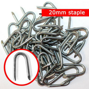 Easipet Galvanised U Nails 20mm Netting Fencing Staples for Chicken Wire / Mesh Fences 100pcs
