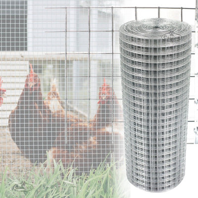 Easipet Galvanised Welded Wire Mesh Fence for Aviary Rabbit Hutch Chicken Run Coop 1in x 1in x 24in x 15m (19g)