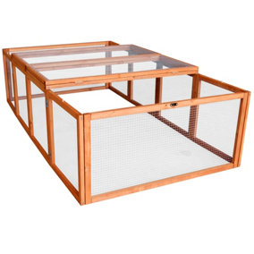 Easipet Wooden Run/Hutch for Rabbit Guinea Pig Chicken Duck Ferret Puppy Pet Enclosure with Roof