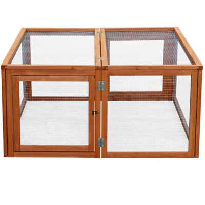 Easipet Wooden Run Hutch for Rabbit Guinea Pig Chicken Duck Ferret Puppy Pet Enclosure with Roof