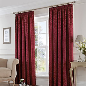 Eastbourne Damask Woven Jacquard Pair of Pencil Pleat Curtains