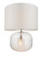 Eastcombe Clear Ribbed Glass with Bubbles a Vintage White Faux Silk Shade Modern Classic Style 2 Light Table Light