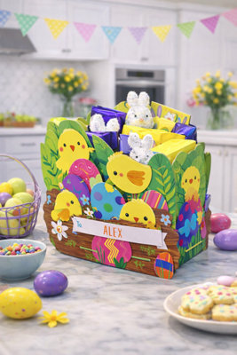Easter Chick Large Gift Box With Alphabet Stickers Treat Hamper Basket ...