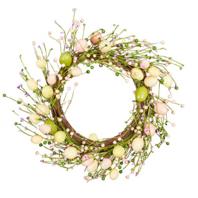Easter Egg Wreath Pink Floral Decorative Front Door  Wreath Spring Home Garden Porch Décor - 46cm