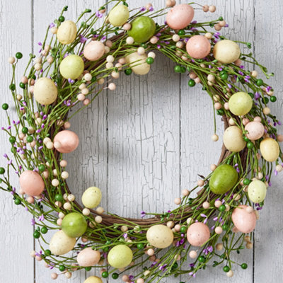 Easter Egg Wreath Pink Floral Decorative Front Door  Wreath Spring Home Garden Porch Décor - 46cm - 3