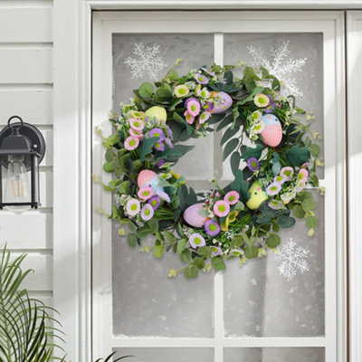 Easter Eggs Spring Wreath Artificial Flower Eucalyptus Front Door Decoration 45cm Price Comparisons | Compare The Build