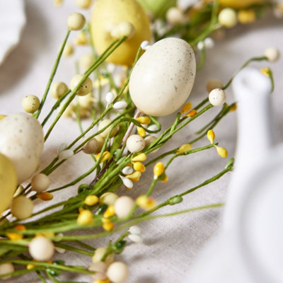 Easter Garland 180cm Easter Egg & Flower Bud Decorative Spring Yellow Garland Dining Table Centrepiece Decoration - 5