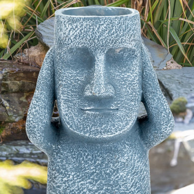 Easter Island Proverb Planter - Hear No Evil - 12" Zen Garden Ornament