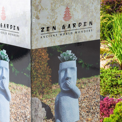 Easter Island Quiet Planter - Speak No Evil - 12" Zen Garden Ornament
