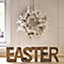 Easter Word Wooden Decoration - Freestanding Silver Birch Country Cut Out Springtime Ornament - Measures H14 x W51cm