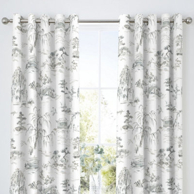 Eastern Garden Blackout Pair of Eyelet Curtains