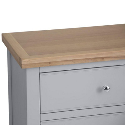 Easton Fully Assembled Solid Wood with Oak Veneer 6 Drawer Chest Grey