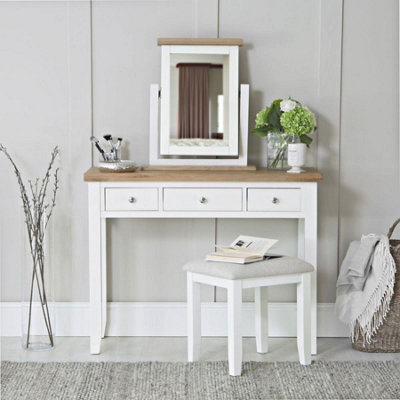 Easton Solid Wood with Oak Veneer 3 Drawer Dressing Table White