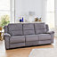 Eastvale 3 Seat Grey Fabric Recliner Sofa