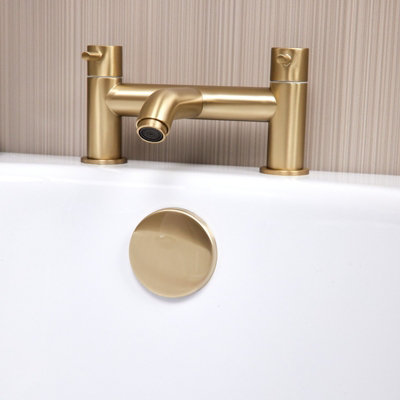 Easy Clean Push Button Pop Up Bath Waste & Overflow Brushed Brass Finish