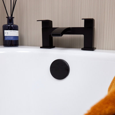 Easy Clean Push Button Pop Up Bath Waste & Overflow Matt Black Finish