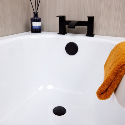 Easy Clean Push Button Pop Up Bath Waste & Overflow Matt Black Finish