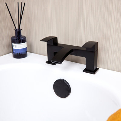 Easy Clean Push Button Pop Up Bath Waste & Overflow Matt Black Finish