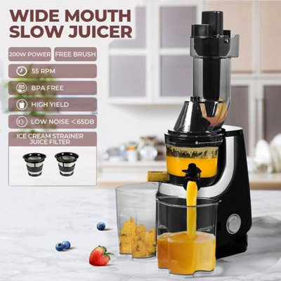 Easy Clean Slow Juicer Cold Press Masticating Juicer Hopper Fits Whole Produce Quiet Motor Scrub Free