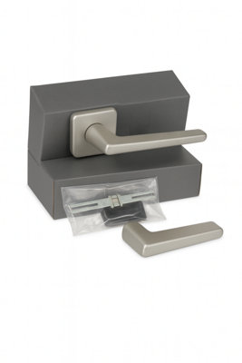 Easy Click Square Lever Door Handle Set Fire Rated FD30/60 Satin Nickel ...