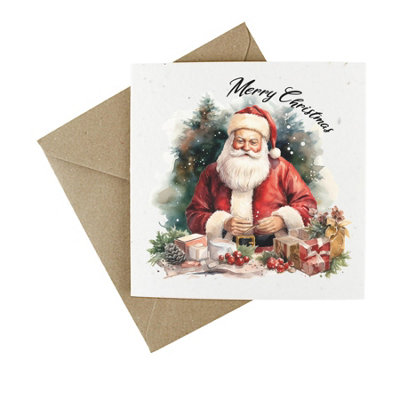 Easy Eco Wildflower Santa Christmas Cards - Eco-friendly and Plantable - Pack of 10