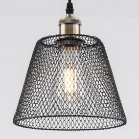 Easy Fit Compact Vintage Metal Lampshade Black Finish, 3 Different Colours, Ceiling fitting Shade