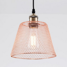 Easy Fit Compact Vintage Metal Lampshade Copper Finish, 3 Different Colours, Ceiling fitting Shade