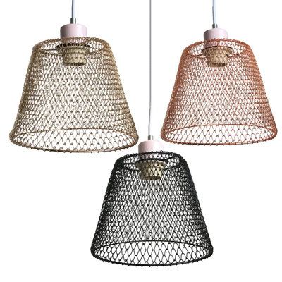 Easy Fit Compact Vintage Metal Lampshade Copper Finish 3 Different Colours Ceiling fitting Shade