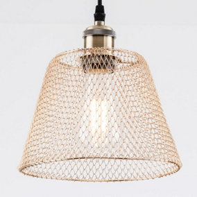 Easy Fit Compact Vintage Metal Lampshade Gold Finish, 3 Different Colours, Ceiling fitting Shade
