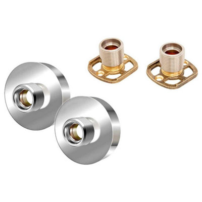 Easy Fix Brackets Fittings Kit With Chrome Round Pipe Collars for Bar Shower Valves
