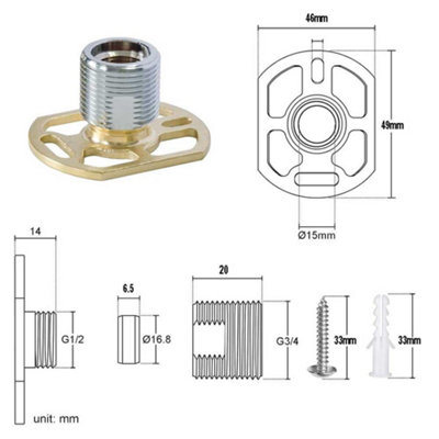 Easy Fix Brackets Fittings Kit With Chrome Round Pipe Collars for Bar Shower Valves - 3