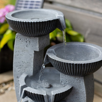 Easy Fountain Greek Columns Solar With Battery Backup Garden Feature incl LEDs - L 21 cm x W 22 cm x H 50 cm