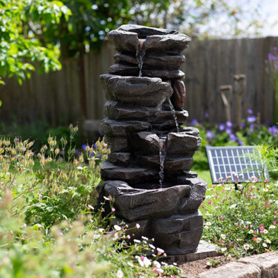 Easy Fountain Hamsterley Springs Solar With Battery Backup Garden ...