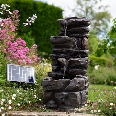 Easy Fountain Hamsterley Springs Solar With Battery Backup Garden ...