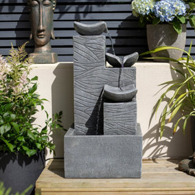 Easy Fountain Jackson Pours Grey Self-Contained Garden Water Features incl LEDs - L 36 cm x W 36 cm x H 73 cm